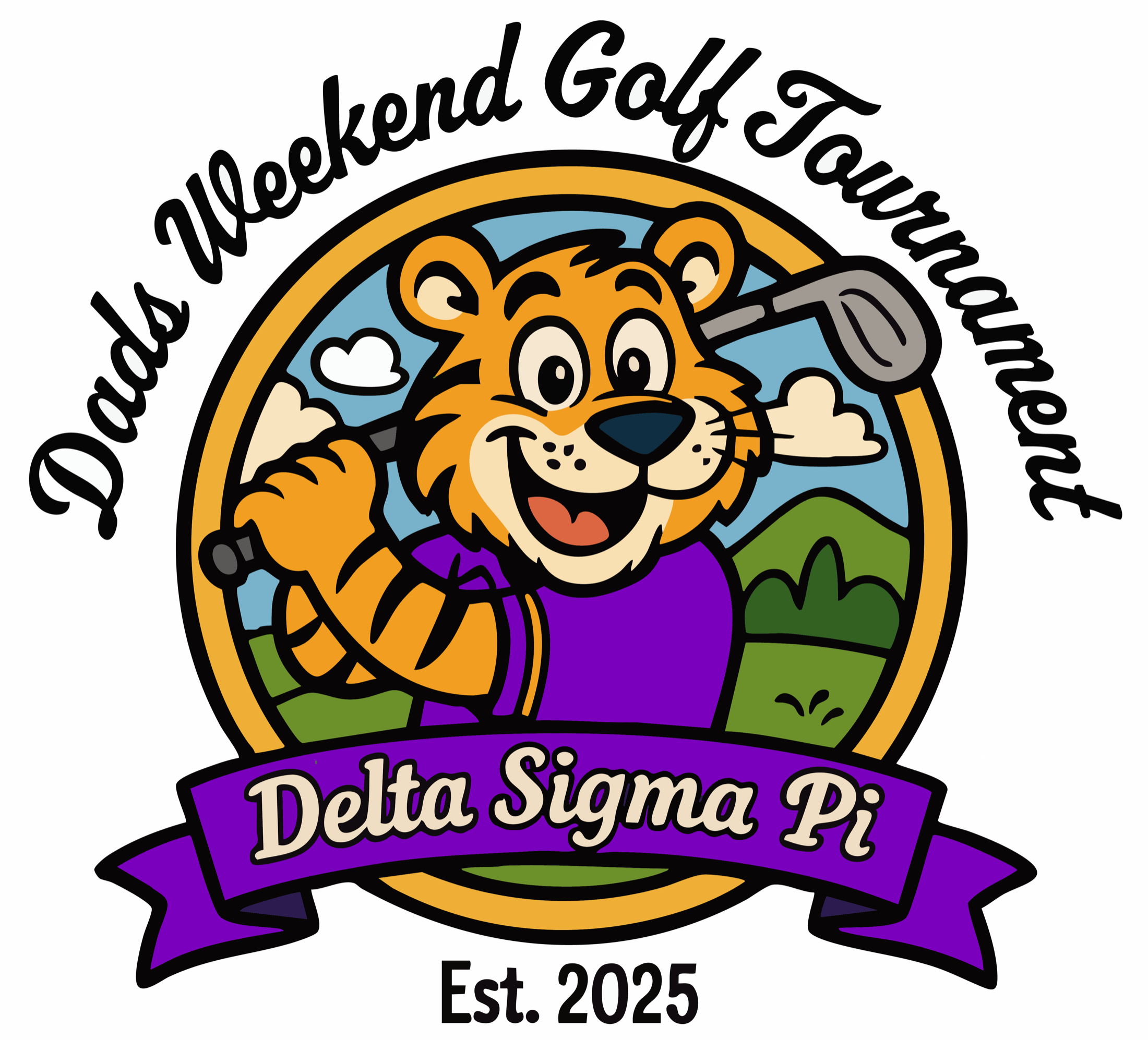 Dads Weekend Golf Tournament mascot logo for Delta Sigma Pi