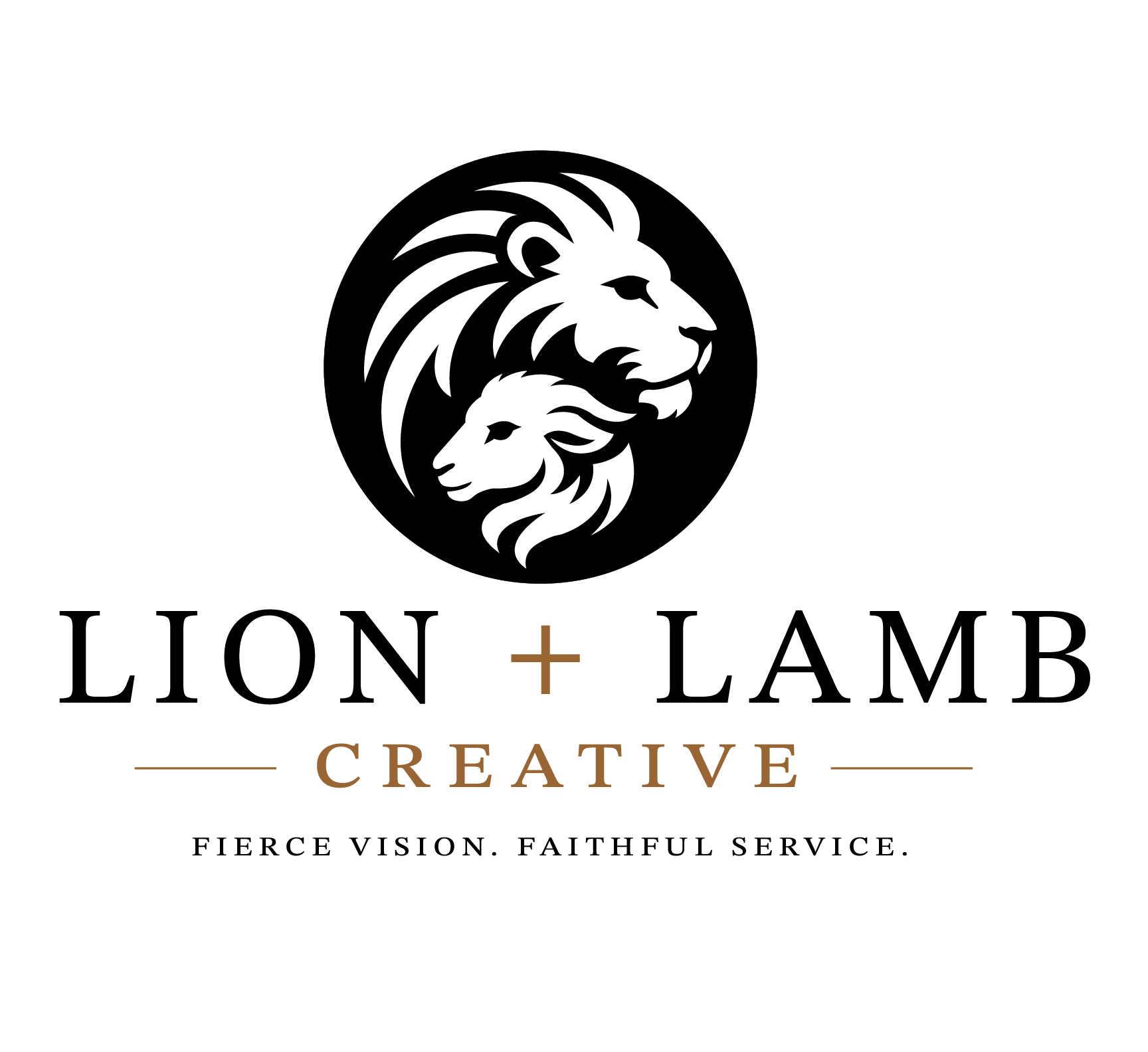 Lion and Lamb Creative full logo and Fierce Vision, Faithful Service tagline