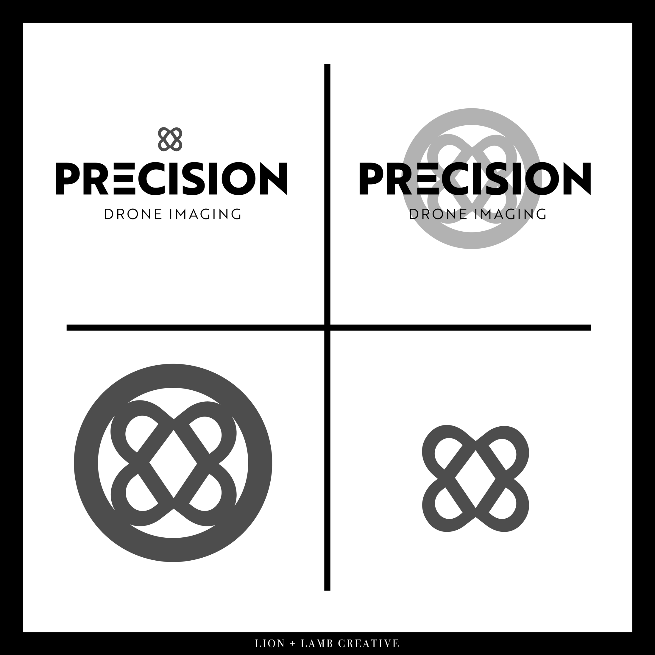 Four-part Precision Drone Imaging logo and mark system
